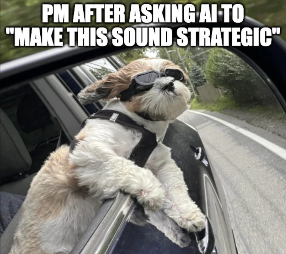 Product Manager after asking AI to "make this sound strategic" - Product Manager Memes