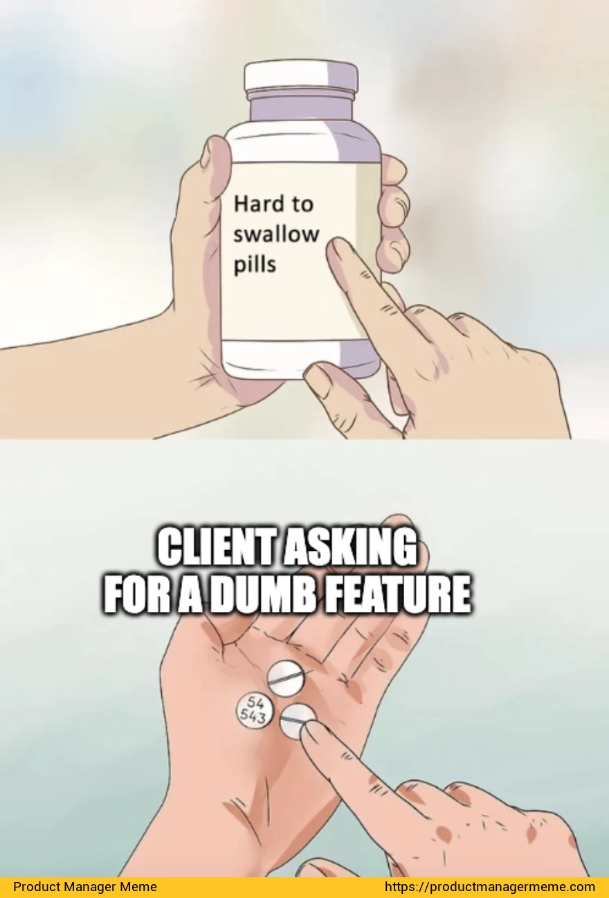 When a client is asking to build a feature - Product Manager Memes