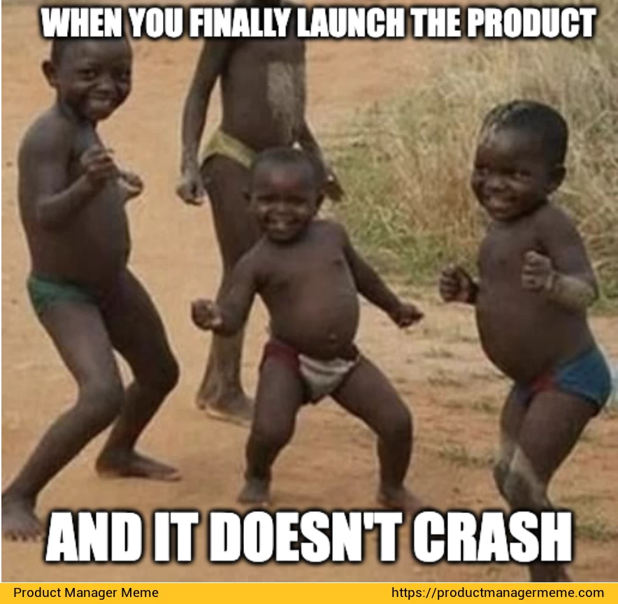 When you finally launch the product and it doesn't crash - Product Manager Memes