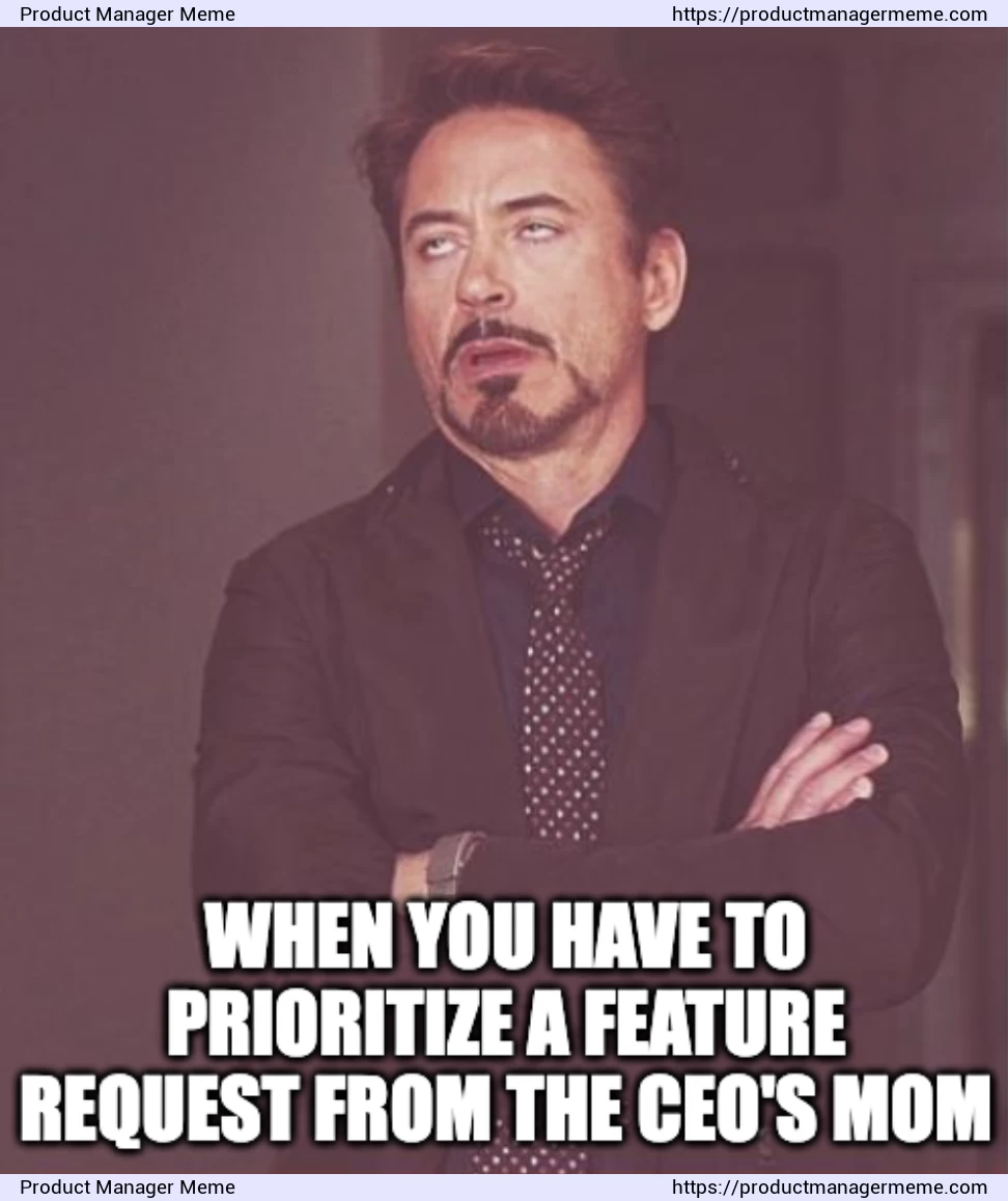 When you have to prioritize a feature request from the CEO's mom - Product Manager Memes
